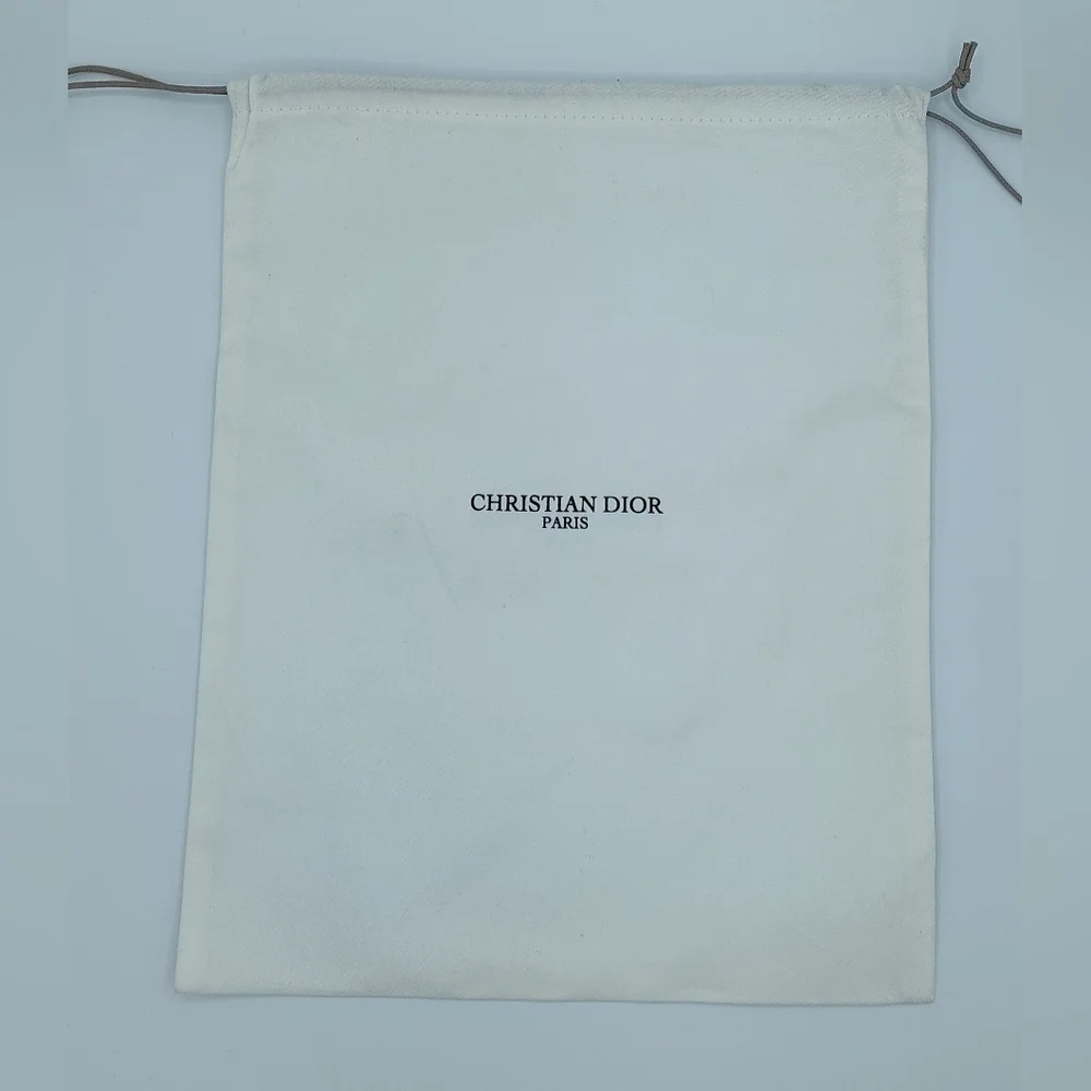 Christian Dior White Canvas Dust Bag 11.5x9 Cord Drawstring NWOT AUTHENTIC